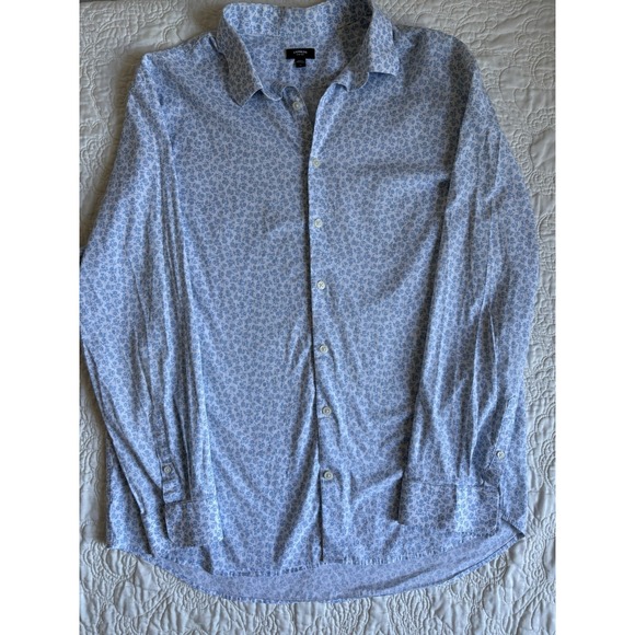 Express Men's Extra Large Tall Blue Floral Slim Fit Long Sleeve Shirt - Picture 1 of 6